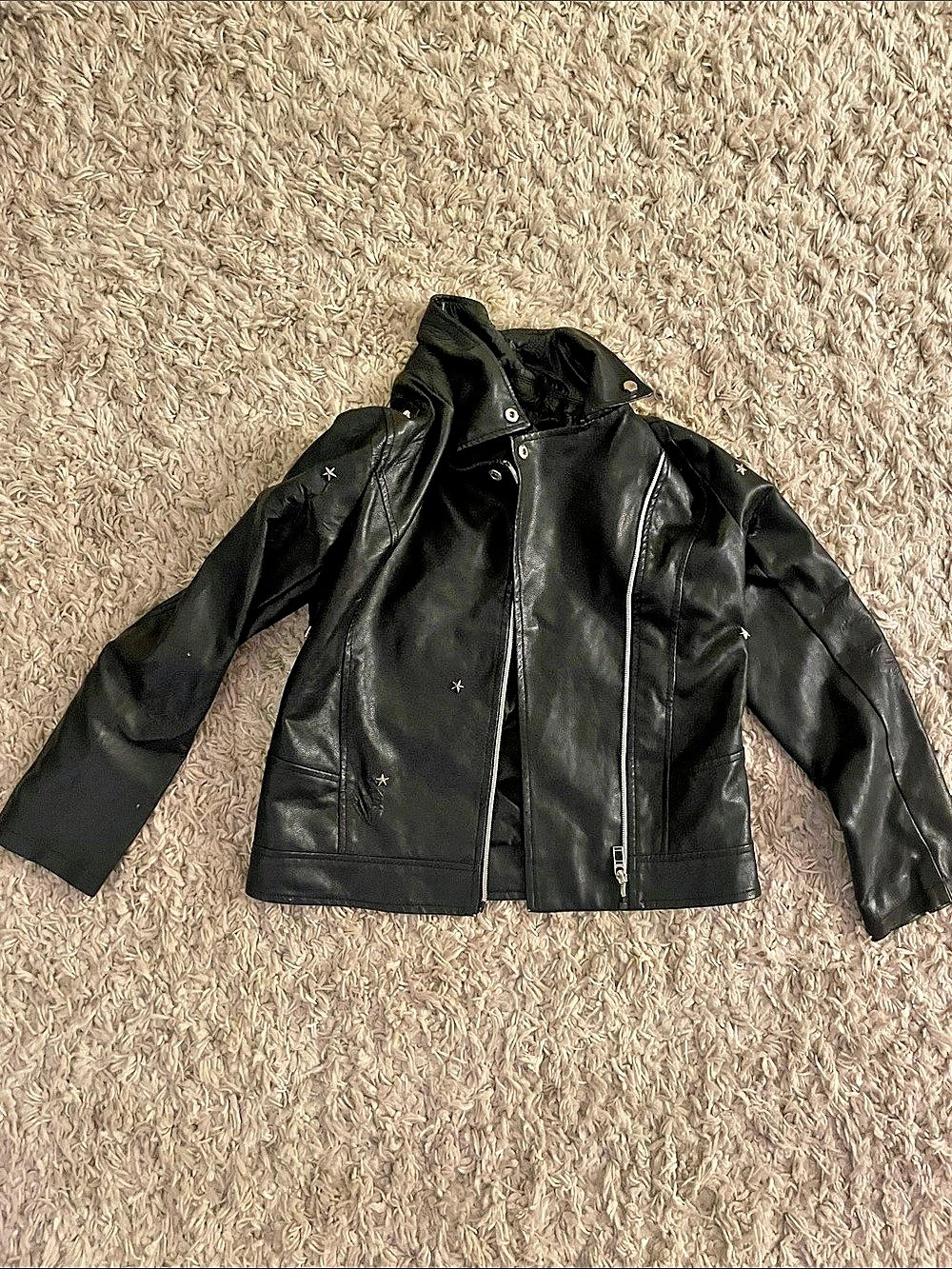 CoffeeShop Star Detail Faux Leather Jacket Size XL